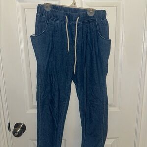 Denim Blue Drawstring Pants